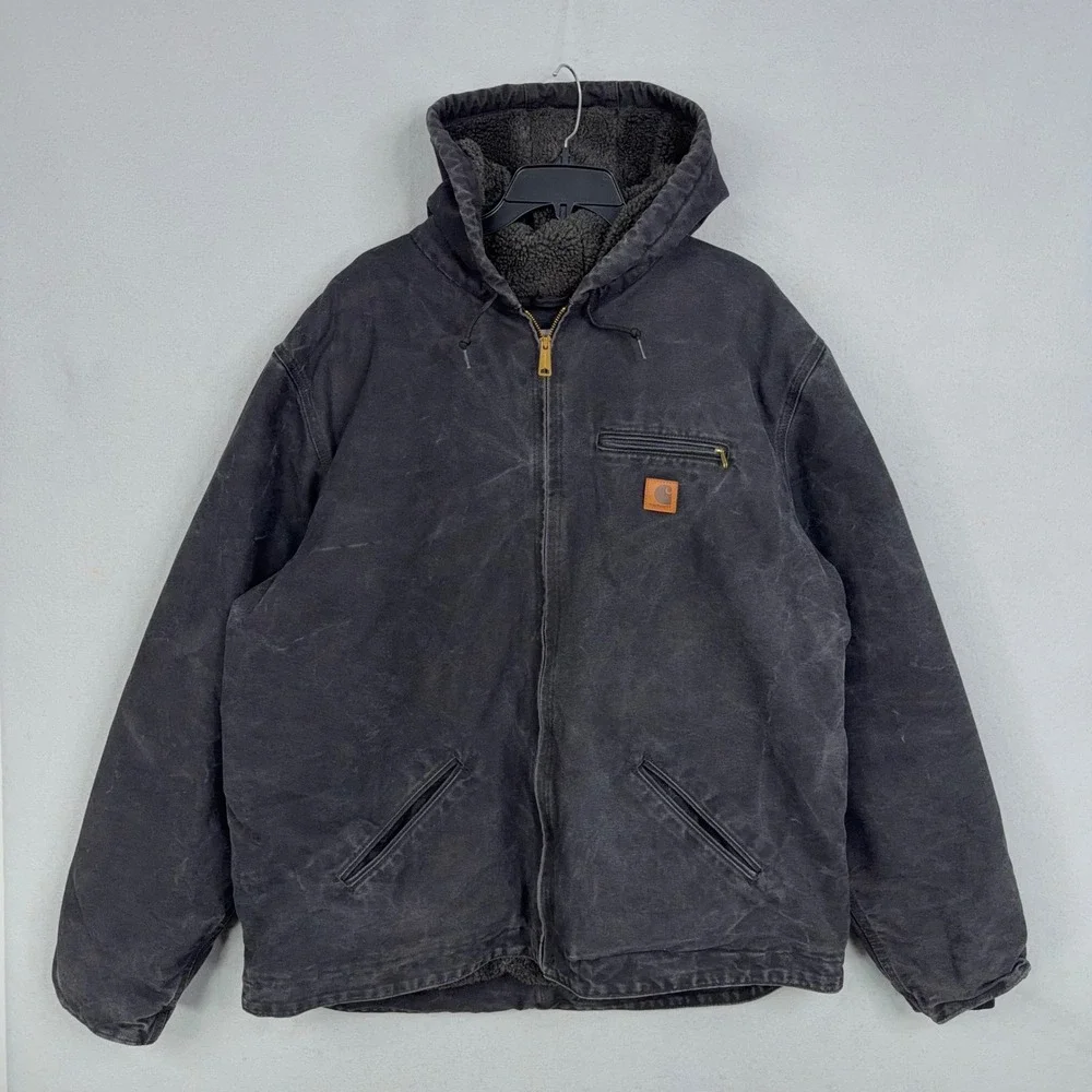 Carhartt Jacket Mens 2XL Tall Black Sandstone Detroit Sierra Workwear J141 Lined